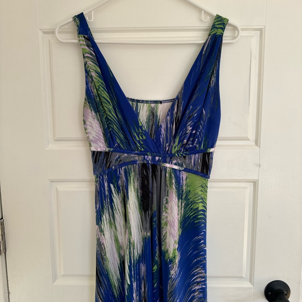 Vibrant Blue and Green maxi dress, small